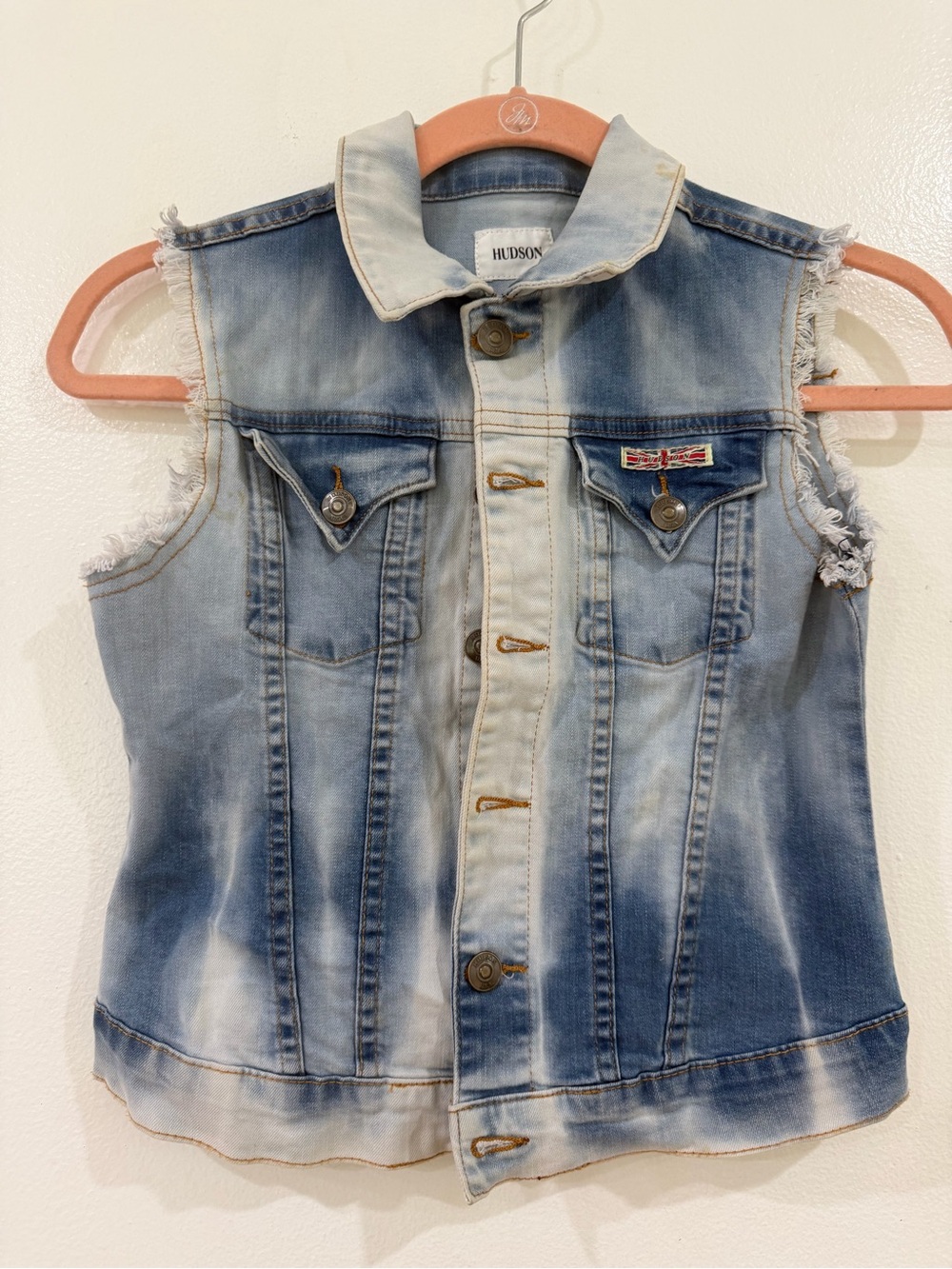 Hudson Jeans Light Blue Denim Vest with Red Accent
